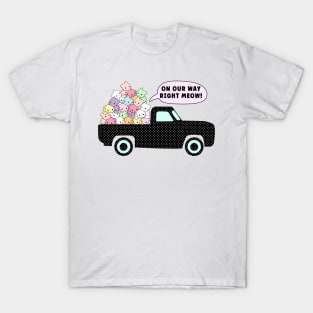 Kittens Road Trip - Pile of Cute Pastel Cats on a Truck - On our Way Right Meow T-Shirt